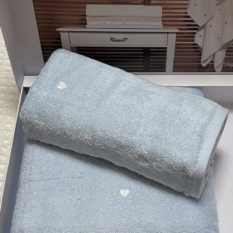 Набір рушників Grazie Home Tiny hearts blue 2 шт (75х150,50х100)