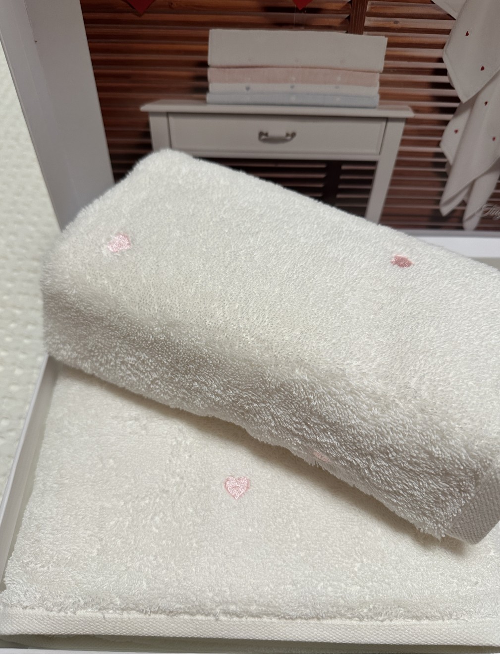 Набір рушників Grazie Home Tiny hearts white-pudra 2 шт (75х150,50х100)
