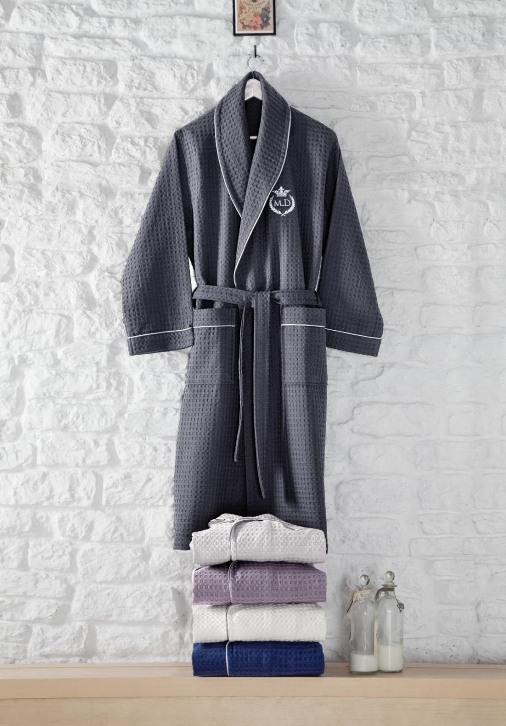 Халат чоловічий вафельний Maison D`or Karius grey