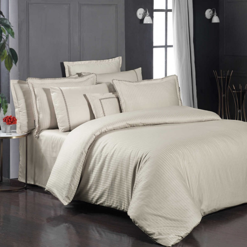 Комплект постільної білизни Sarev Jacquard Bej Stripe 300 TC 