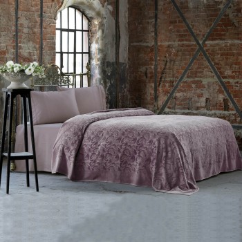 Комплект постельного белья Tivolyo Home евро сатин+махра Baroc фиолетовый